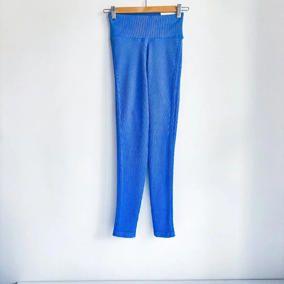 Offline by Aerie Seamless 7/8 Ribbed Leggings Blue Side Braided Detail S - Picture 5 of 13